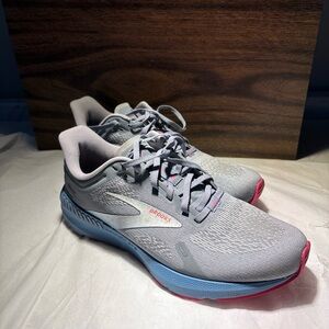 Brooks Launch GTS Womens 9.5 B Running Shoes Grey Blue Pink Sneakers